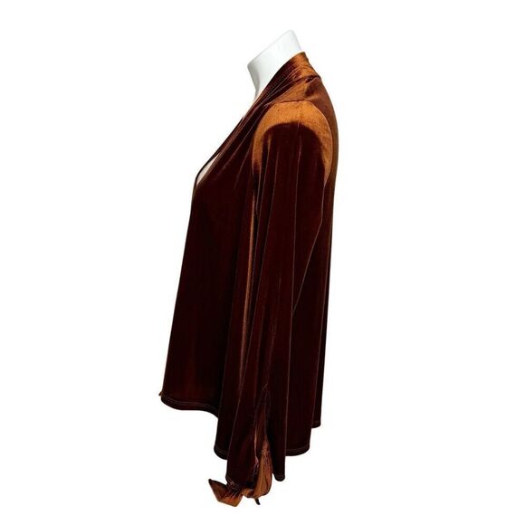 W5 velvet open front jacket with tie cuffs in a deep fall rust color size S - Picture 4 of 10